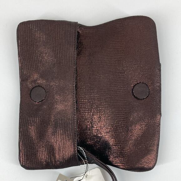 Adrienne Vittandini Bronze Metallic Fabric Evening Bag Clutch New - Picture 7 of 16